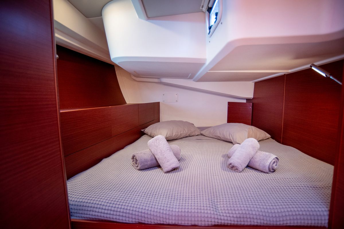 Cabin on Quantum Wave, a Hanse Yachts Hanse 508 sailboat at Preveza, Greece