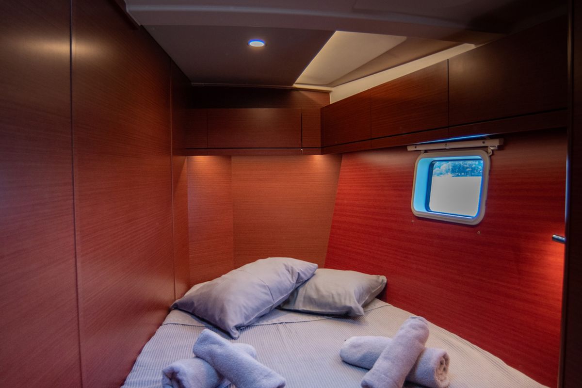 Cabin on Quantum Wave, a Hanse Yachts Hanse 508 sailboat at Preveza, Greece