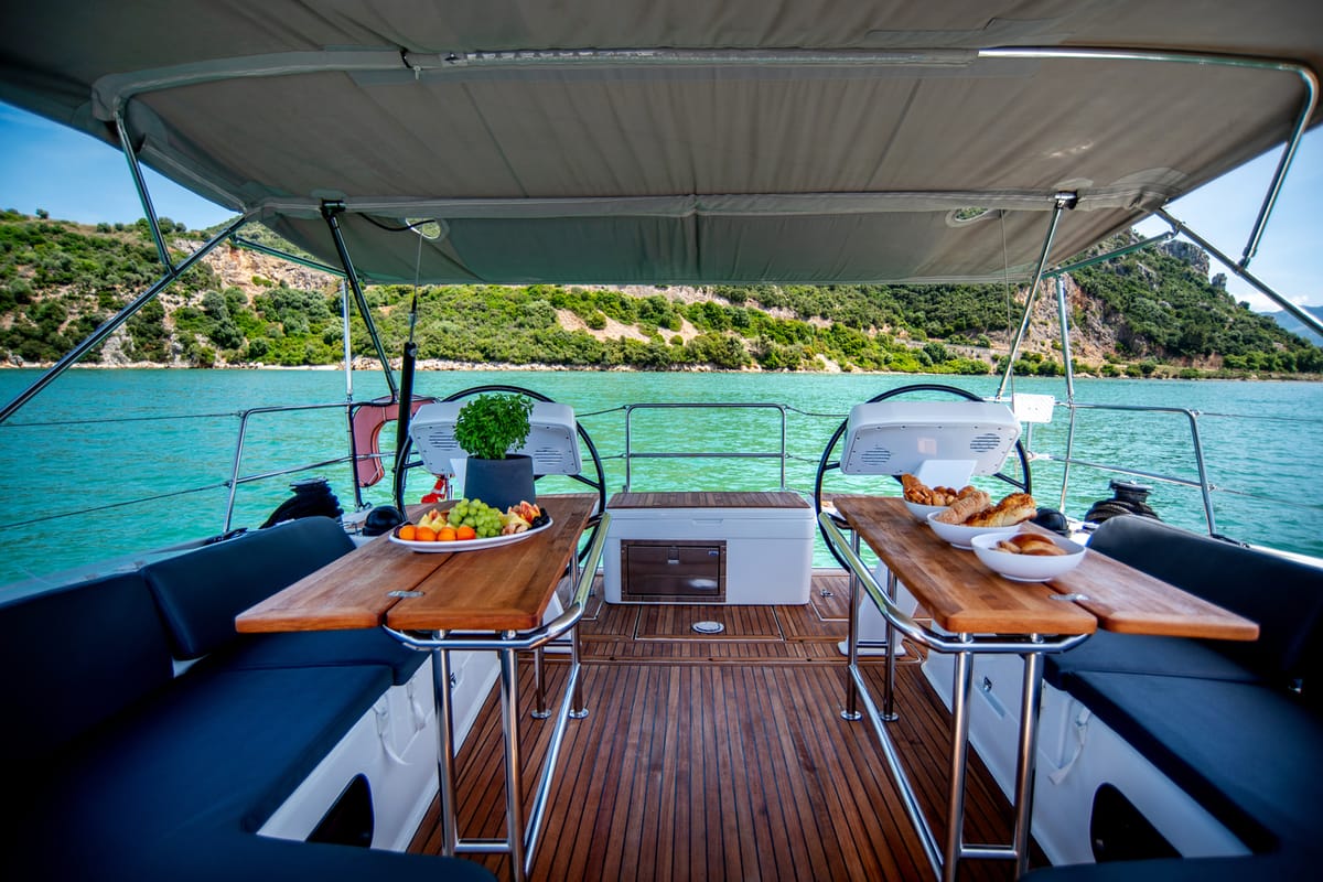 Deck of Quantum Wave, a Hanse Yachts Hanse 508 sailboat at Preveza, Greece