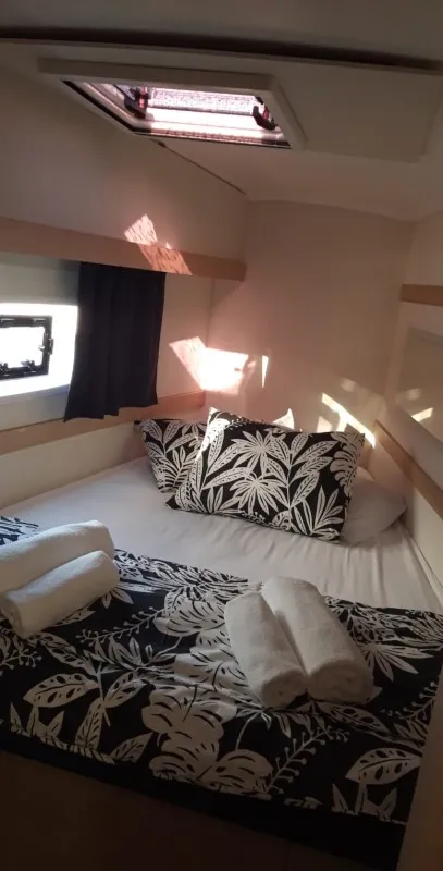 Cabin on Nala, a Fountaine Pajot Lucia 40 catamaran at Seget Donji, Croatia
