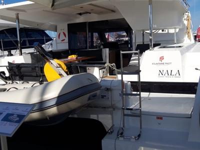 Deck of Nala, a Fountaine Pajot Lucia 40 catamaran at Seget Donji, Croatia