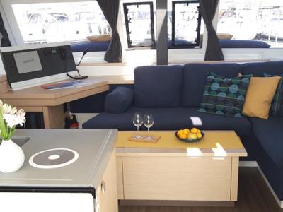 Salon of Nala, a Fountaine Pajot Lucia 40 catamaran at Seget Donji, Croatia