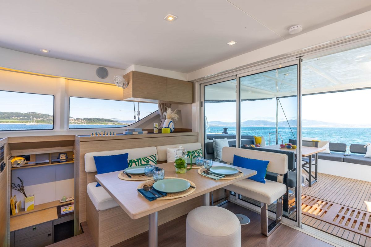 Salon of Serenity, a Lagoon 43 catamaran at Municipal Unit of Kranidi, Greece