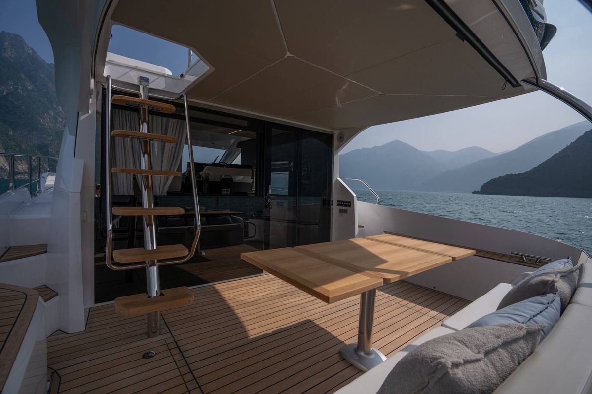 Deck of Supernova, a Sessa Marine Sessa F48 yacht at Općina Sukošan, Croatia