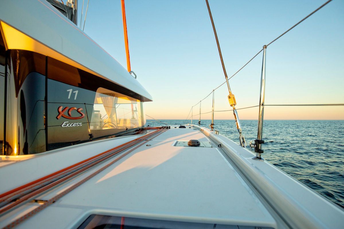 Deck of Spark Of Sea, a Excess 11 catamaran at Općina Rogoznica, Croatia