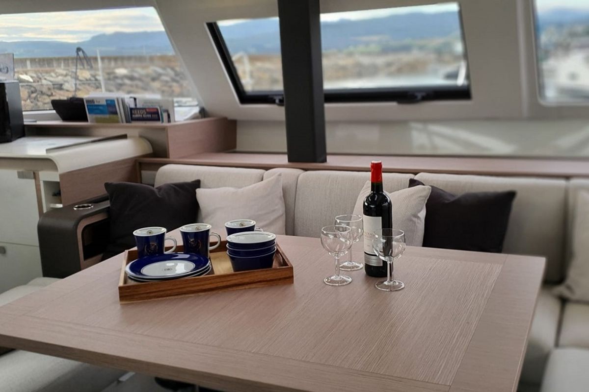 Salon of La Grange, a Fountaine Pajot Elba 45 catamaran at Zadar, Croatia