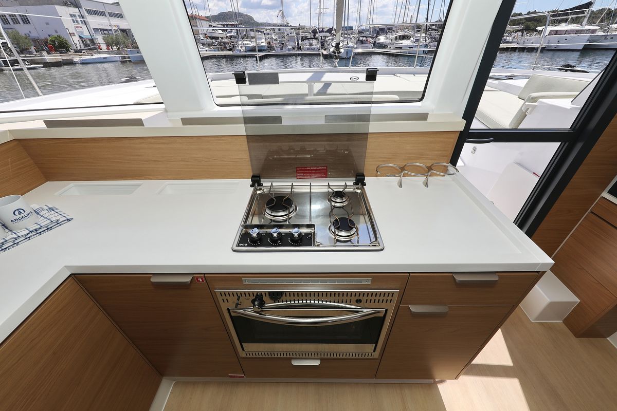 Galley of Kamla, a Bali 4.2 catamaran at Grad Biograd na Moru, Croatia