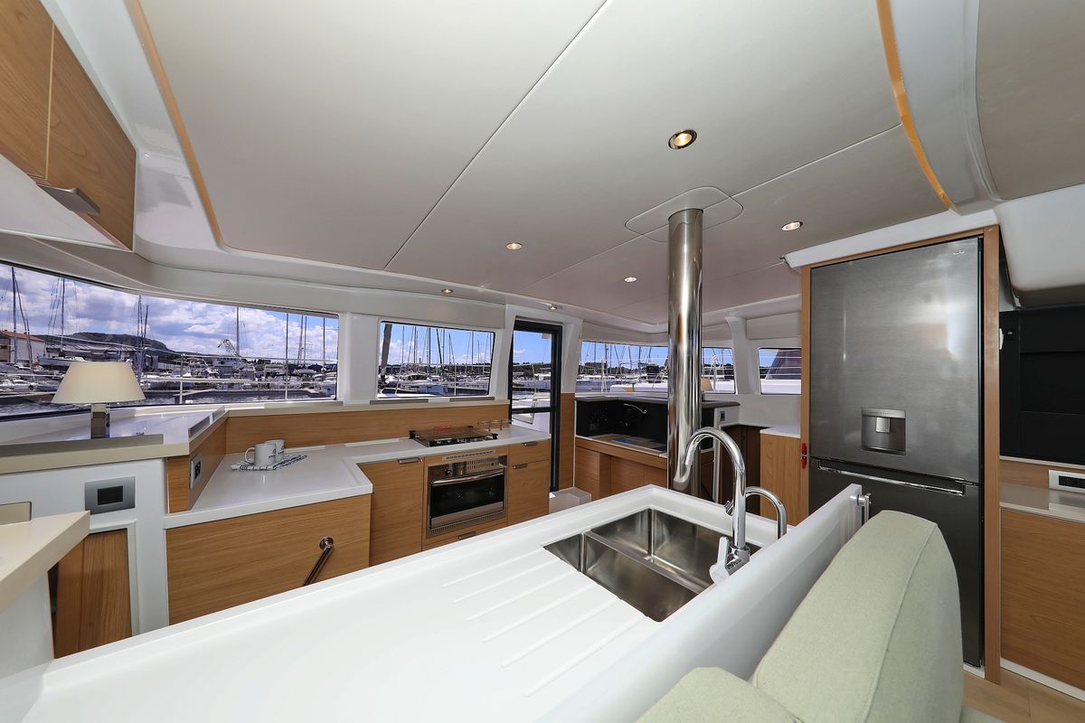 Galley of Kamla, a Bali 4.2 catamaran at Grad Biograd na Moru, Croatia