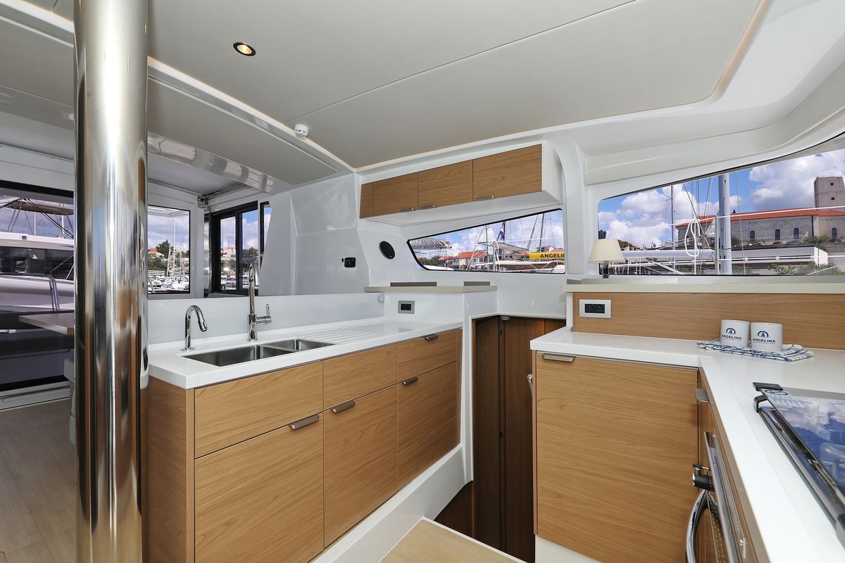 Galley of Kamla, a Bali 4.2 catamaran at Grad Biograd na Moru, Croatia