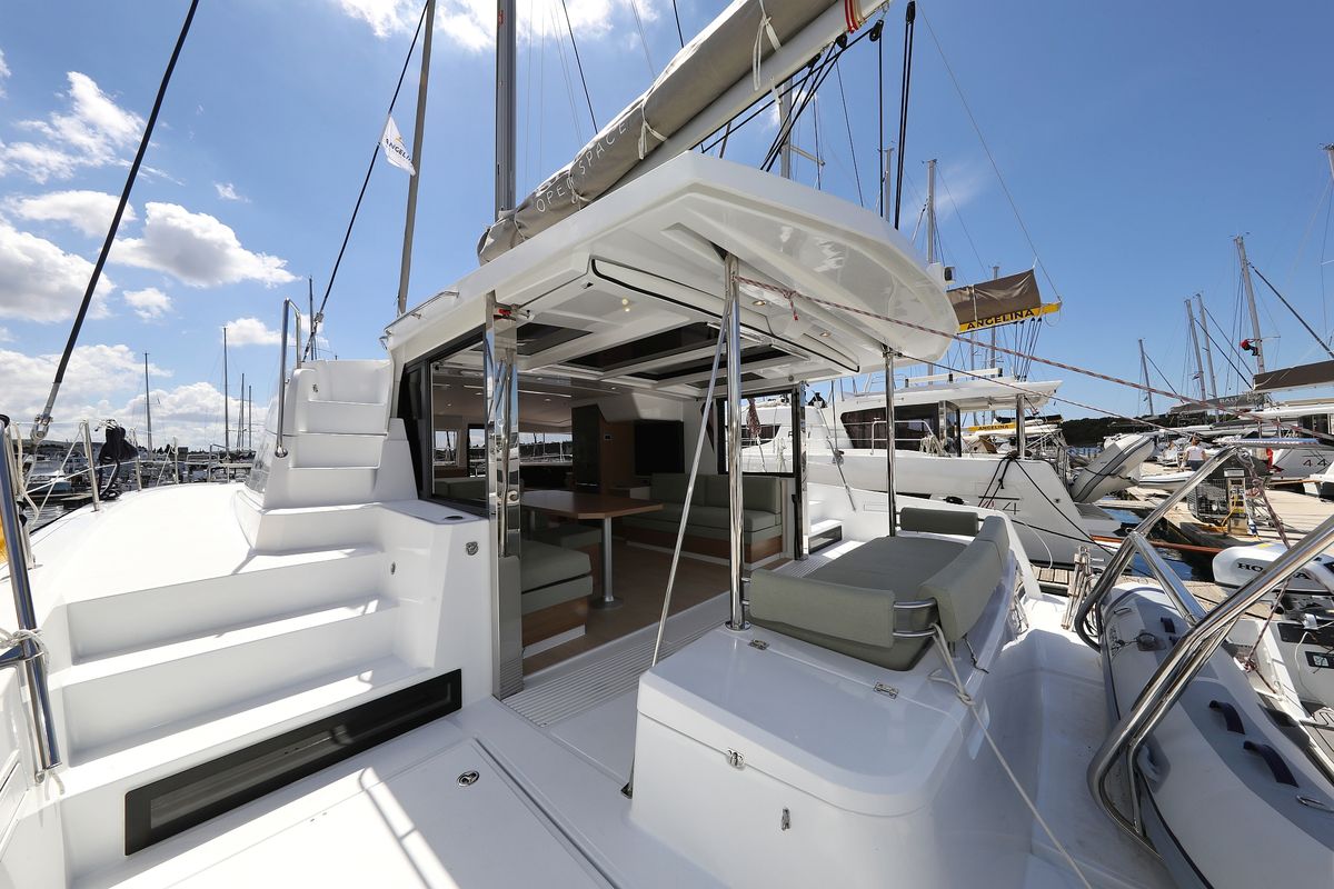 Deck of Kamla, a Bali 4.2 catamaran at Grad Biograd na Moru, Croatia