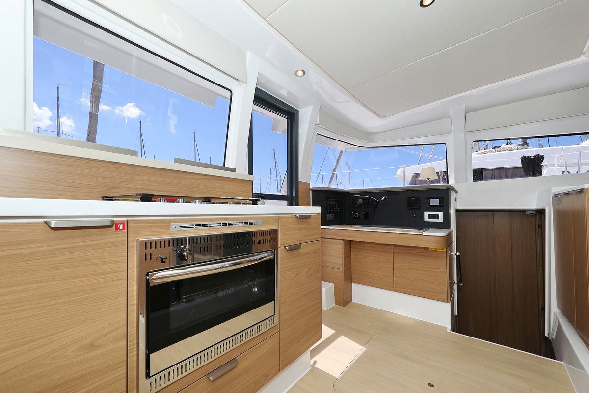 Galley of Kamla, a Bali 4.2 catamaran at Grad Biograd na Moru, Croatia
