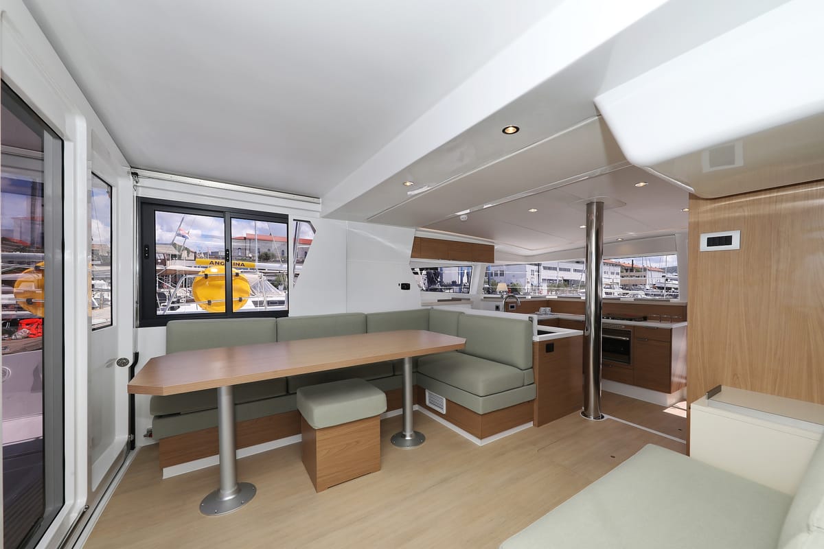 Salon of Kamla, a Bali 4.2 catamaran at Grad Biograd na Moru, Croatia