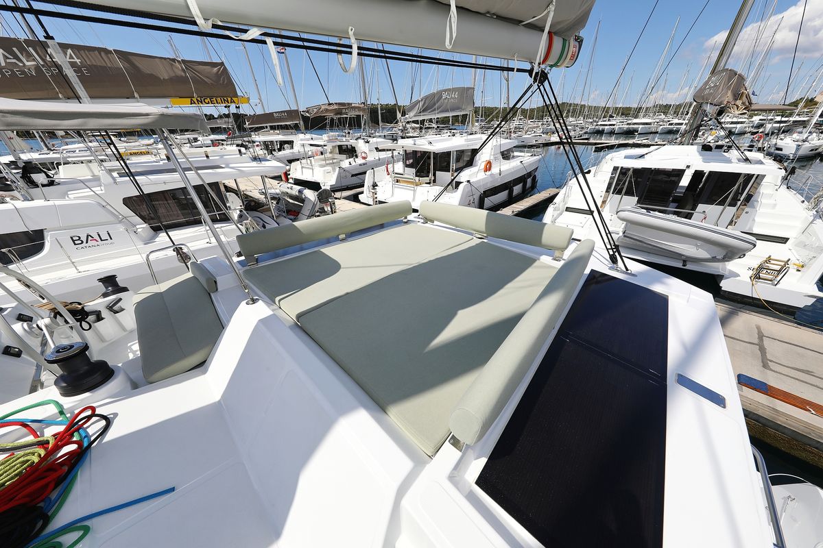 Deck of Kamla, a Bali 4.2 catamaran at Grad Biograd na Moru, Croatia
