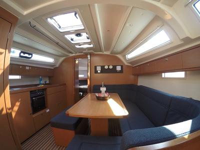 Salon of Cadenza, a Bavaria Cruiser 41 sailboat at Fethiye, Turkey