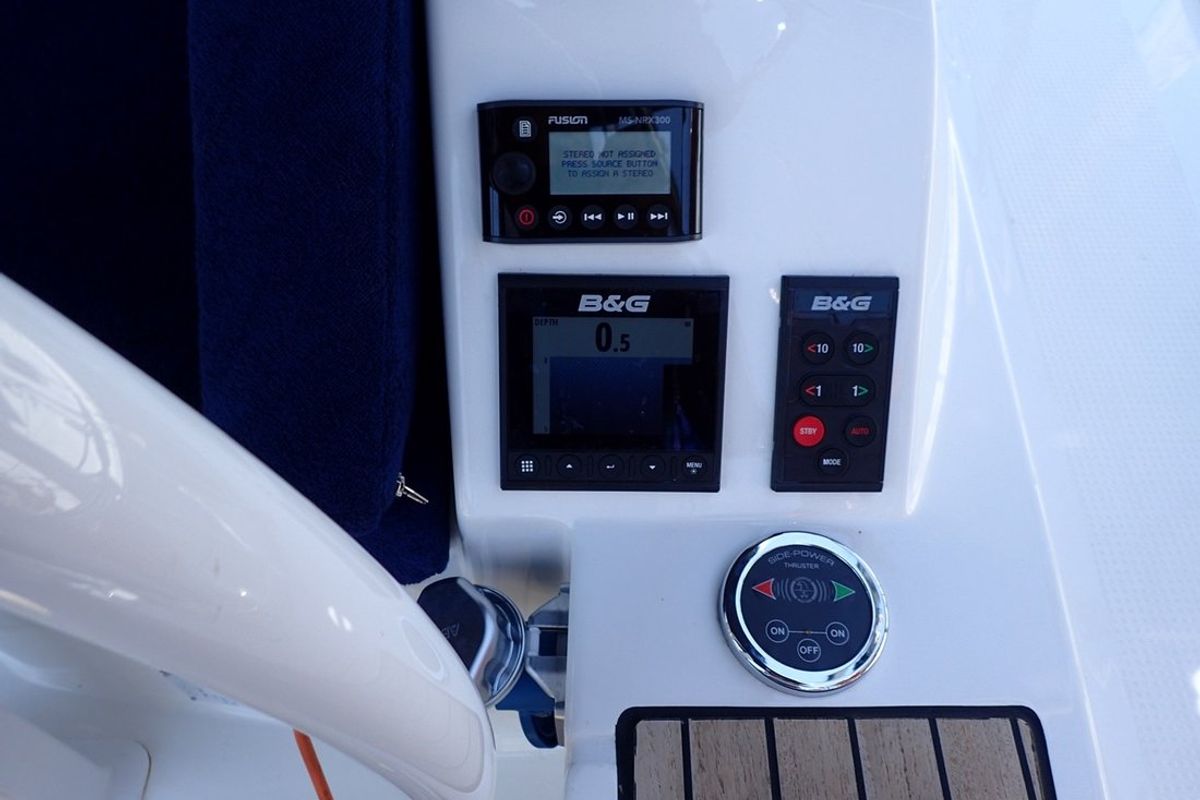 Cockpit of Cadenza, a Bavaria Cruiser 41 sailboat at Fethiye, Turkey