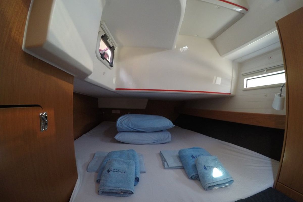 Cabin on Cadenza, a Bavaria Cruiser 41 sailboat at Fethiye, Turkey