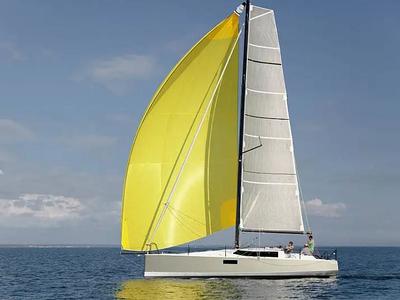 Exterior view of Aminata, a Pogo Structures Pogo 36 sailboat at La Trinité-sur-Mer, France