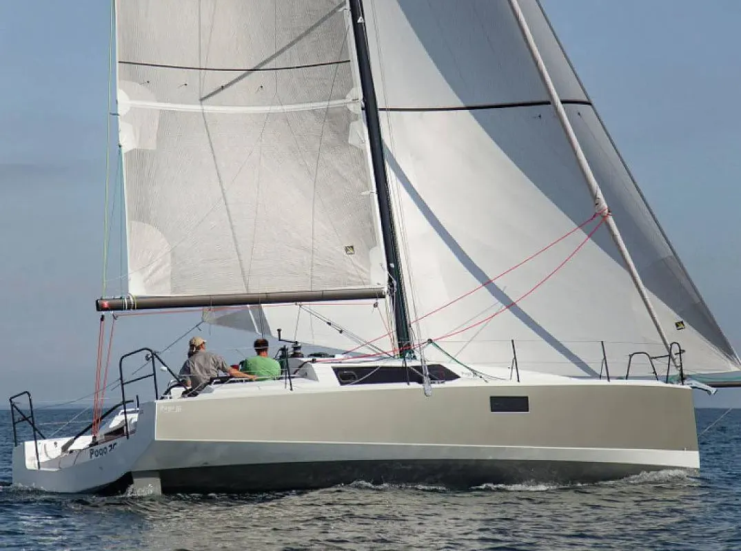 Exterior view of Aminata, a Pogo Structures Pogo 36 sailboat at La Trinité-sur-Mer, France