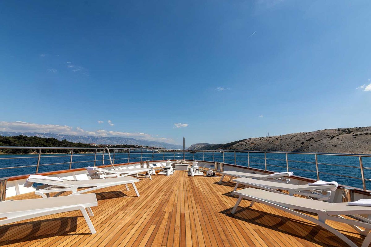 Deck of Suzana, a Gulet Luxury Motor Yacht yacht at Split, Croatia