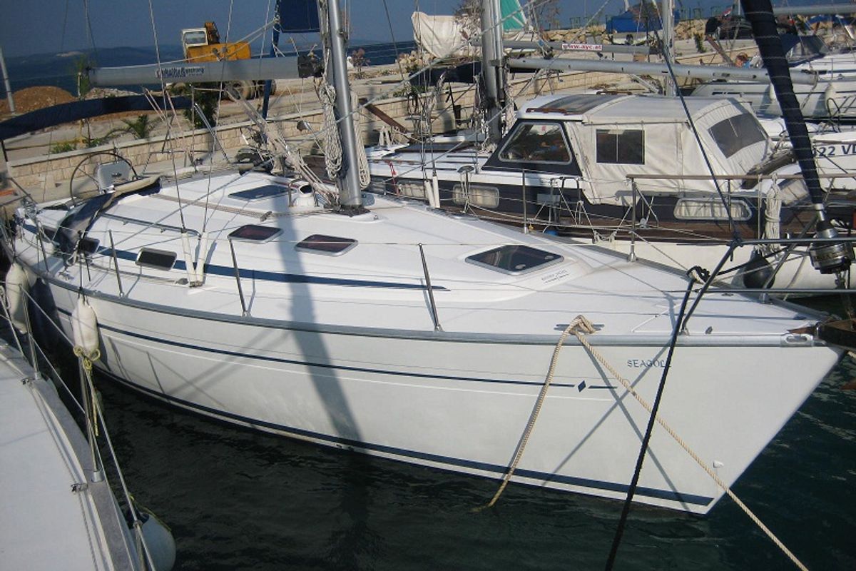Exterior view of Seagull, a Bavaria 41 sailboat at Grad Biograd na Moru, Croatia
