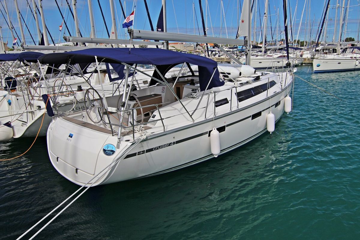 Exterior view of Patrizia, a Bavaria Cruiser 41 sailboat at Općina Sukošan, Croatia