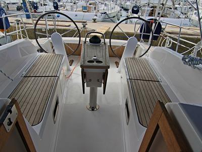 Cockpit of Patrizia, a Bavaria Cruiser 41 sailboat at Općina Sukošan, Croatia