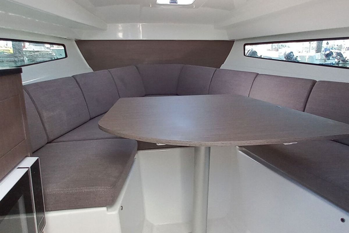 Salon of Beneteau 8, a Beneteau Flyer 8 SUNdeck motorboat at Punat, Croatia