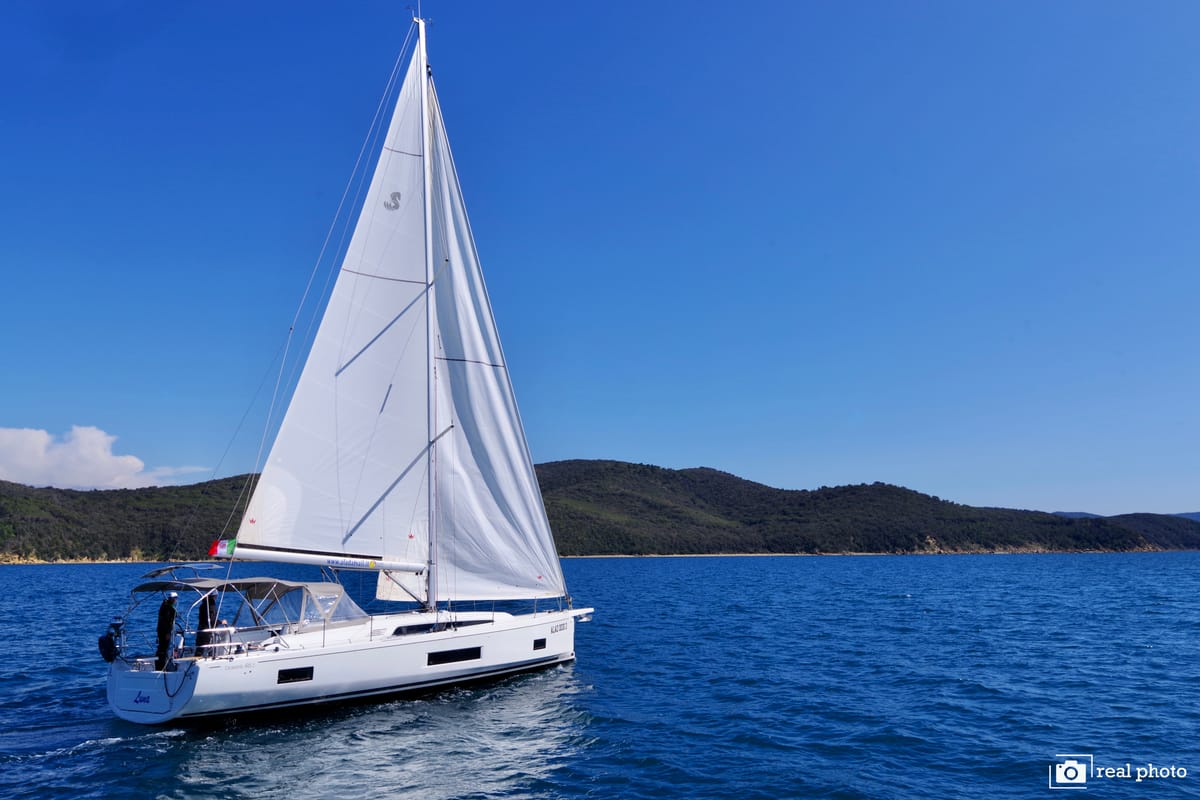 Exterior view of Luna - Water maker, Solar Panel, a Beneteau Oceanis 46.1 sailboat at Puntone di Scarlino, Italy