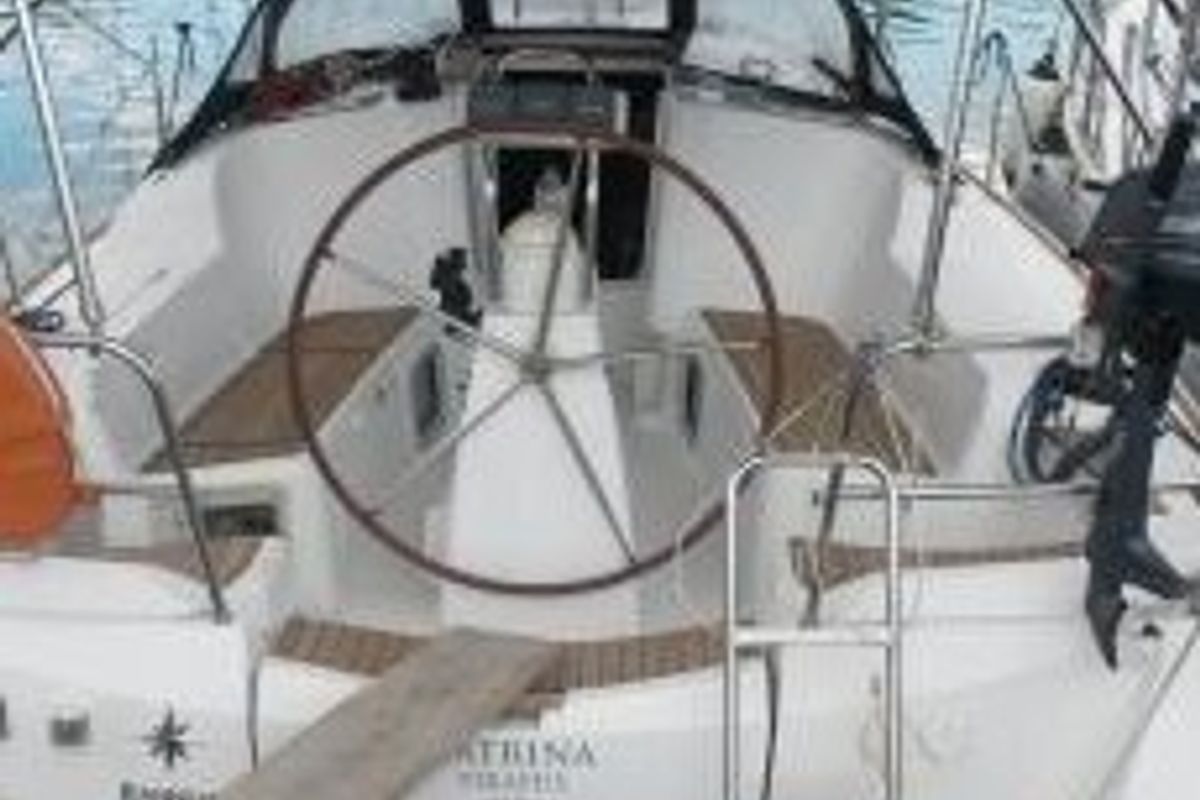 Cockpit of Catrina, a Jeanneau Sun Odyssey 36i sailboat at Municipal Unit of Elefsina, Greece