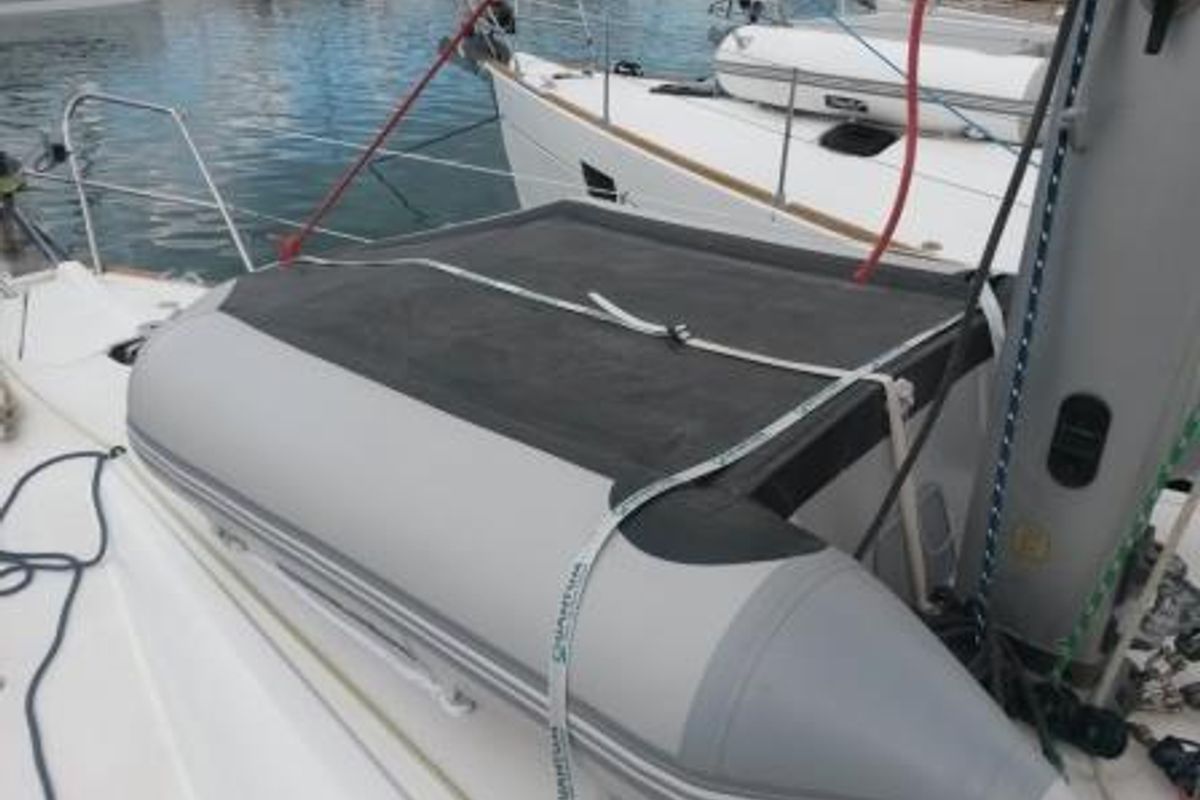 Deck of Catrina, a Jeanneau Sun Odyssey 36i sailboat at Municipal Unit of Elefsina, Greece