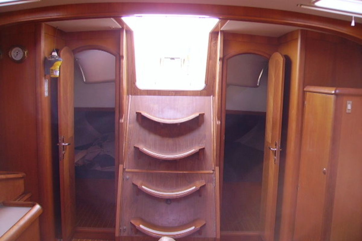 Cabin on Hesiodos, a Jeanneau Sun Odyssey 52.2 sailboat at Athens, Greece