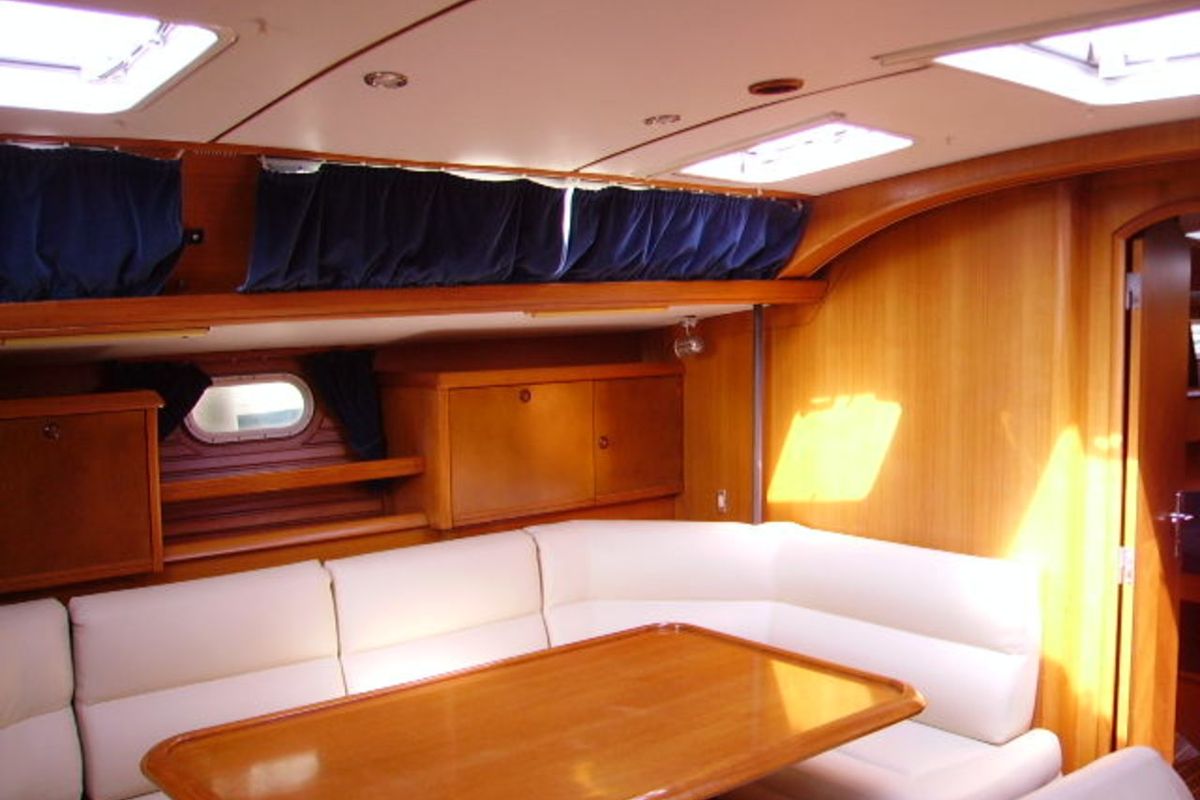 Salon of Hesiodos, a Jeanneau Sun Odyssey 52.2 sailboat at Athens, Greece