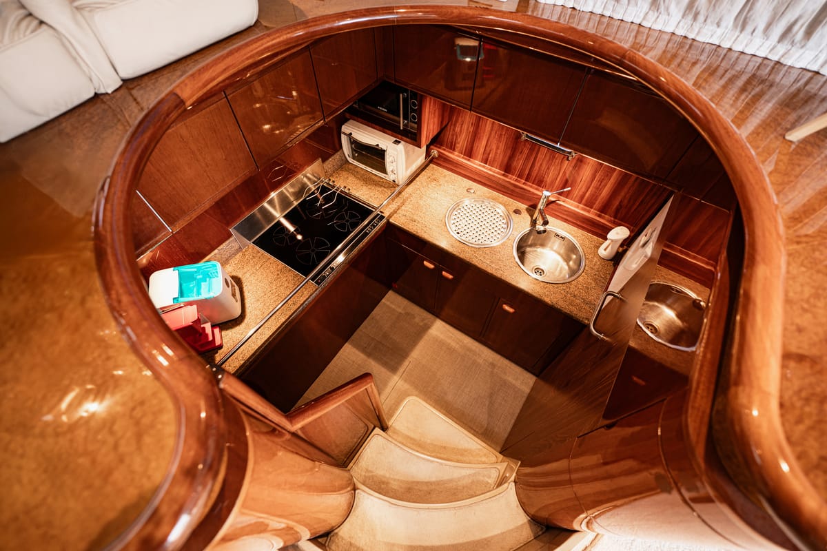 Galley of G.A.S. Newborn, a Ferretti 165 Fly motorboat at Δήμος Γλυφάδας, Greece