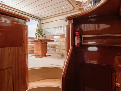 Salon of G.A.S. Newborn, a Ferretti 165 Fly motorboat at Δήμος Γλυφάδας, Greece
