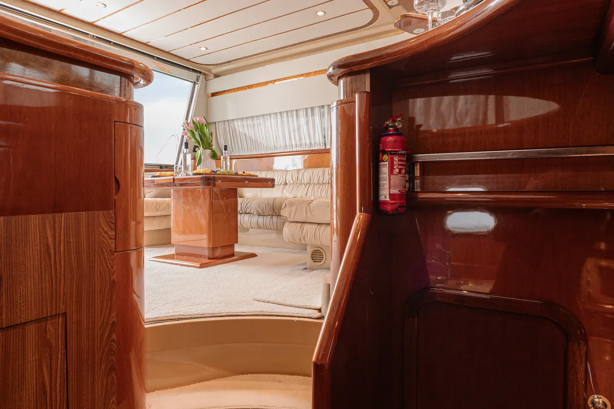Salon of G.A.S. Newborn, a Ferretti 165 Fly motorboat at Δήμος Γλυφάδας, Greece