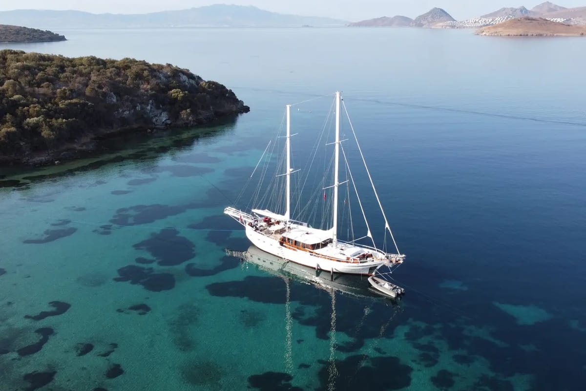 Exterior view of Bevaz Lale, a Gulet Gulet gulet at Kos, Greece