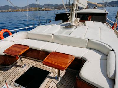 Deck of Bevaz Lale, a Gulet Gulet gulet at Kos, Greece