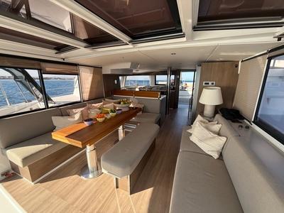 Salon of Second Wind Skippered, a Bali 4.6 catamaran at Parikia, Greece