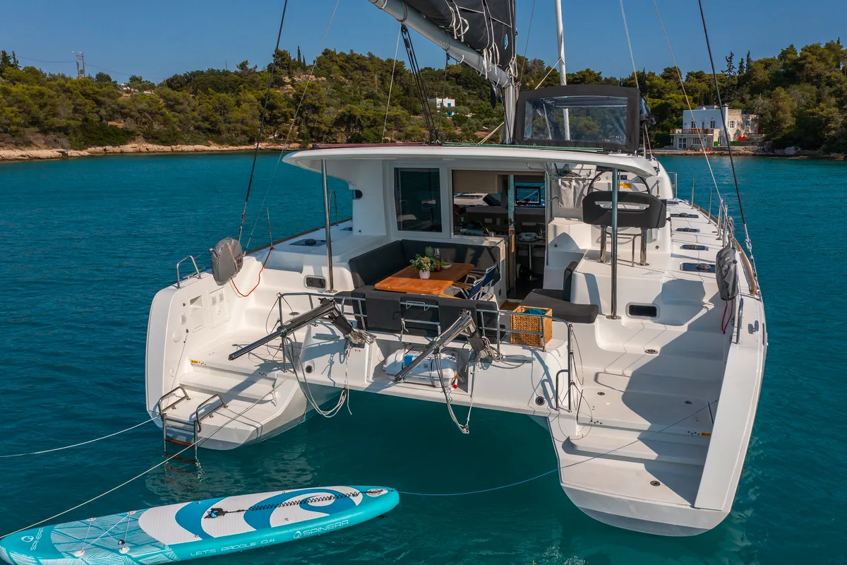 Deck of Demy, a Lagoon 40 catamaran at Municipal Unit of Kranidi, Greece