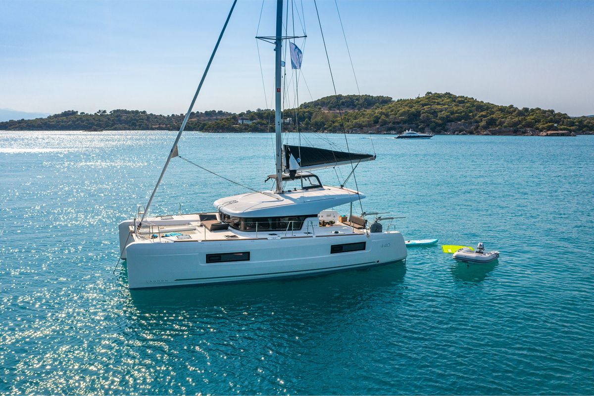 Exterior view of Demy, a Lagoon 40 catamaran at Municipal Unit of Kranidi, Greece