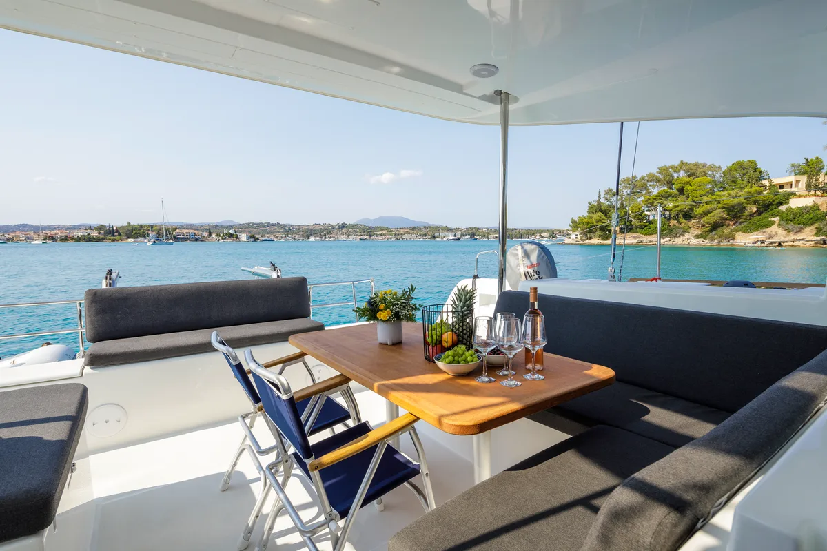 Deck of Demy, a Lagoon 40 catamaran at Municipal Unit of Kranidi, Greece
