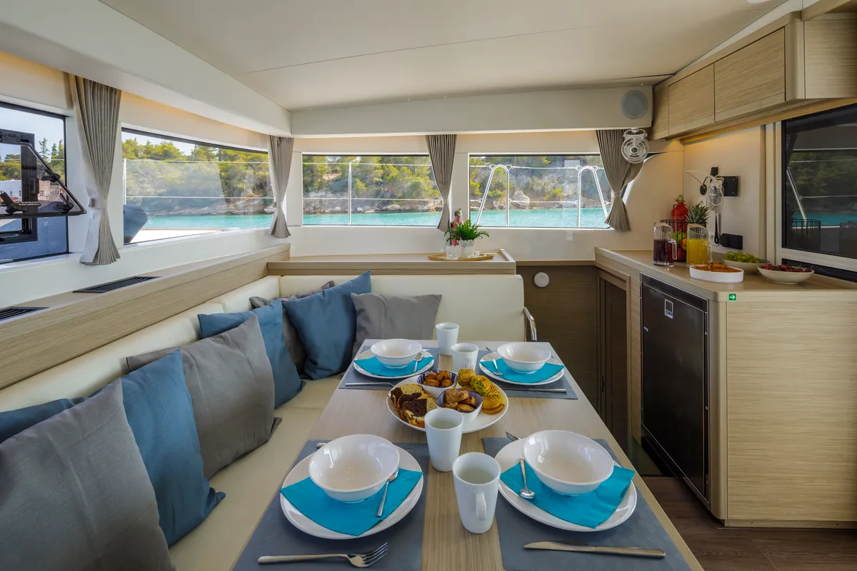 Salon of Demy, a Lagoon 40 catamaran at Municipal Unit of Kranidi, Greece