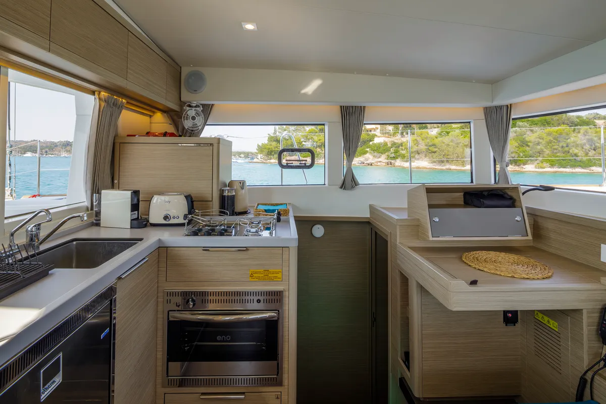 Galley of Demy, a Lagoon 40 catamaran at Municipal Unit of Kranidi, Greece