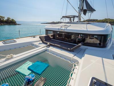 Deck of Demy, a Lagoon 40 catamaran at Municipal Unit of Kranidi, Greece