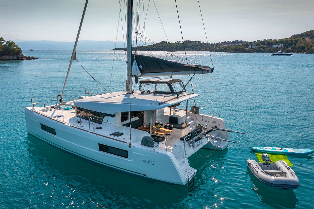 Exterior view of Demy, a Lagoon 40 catamaran at Municipal Unit of Kranidi, Greece