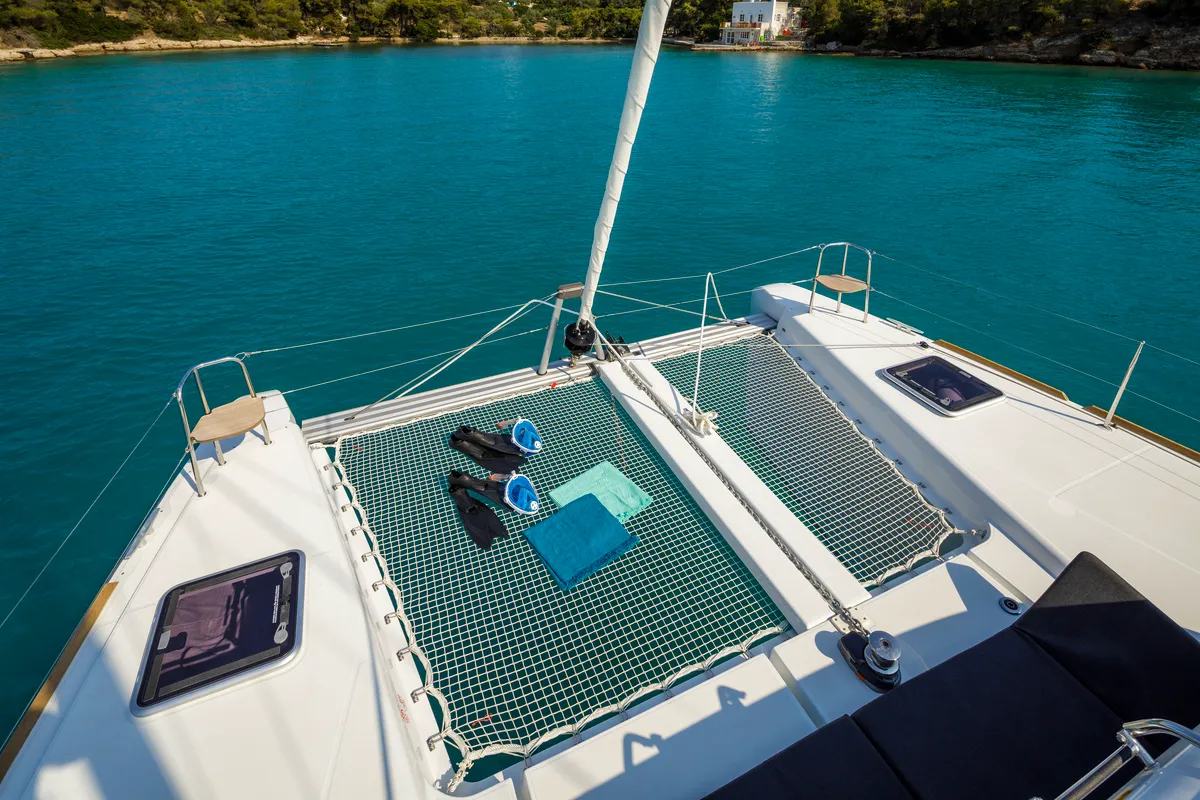Deck of Demy, a Lagoon 40 catamaran at Municipal Unit of Kranidi, Greece