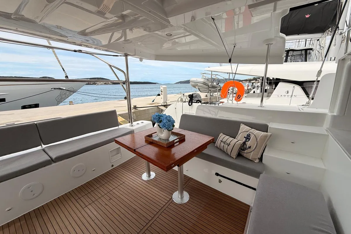 Vanesa, a Lagoon 46 catamaran at Seget Donji, Croatia