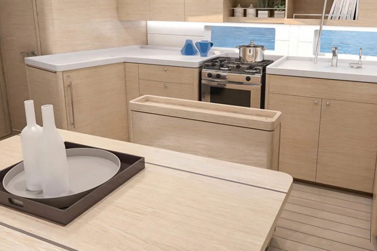 Galley of Moorings 46.3 Exclusive, a Beneteau Oceanis 46.1 sailboat at Marigot, France