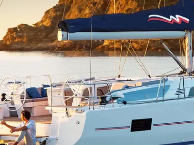 Deck of Moorings 46.3 Exclusive, a Beneteau Oceanis 46.1 sailboat at Marigot, France