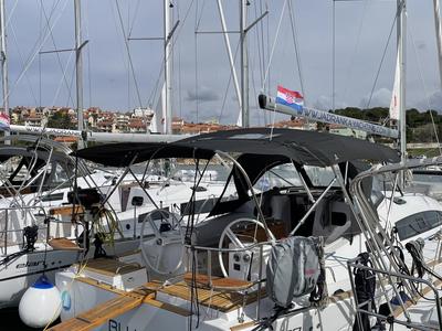 Cockpit of Blu, a Elan Impression 40.1 sailboat at Grad Pula, Croatia